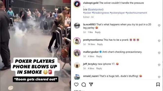 WSOPC賽場驚魂 撲克玩家iPhone突冒濃煙