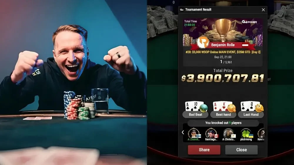 WSOP線上主賽冠軍Benjamin Rolle 複盤FT前關鍵手牌